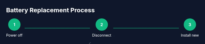 Infographic showing three steps for battery replacement