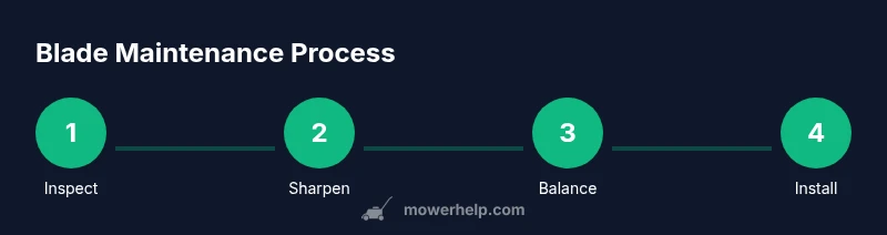 Process diagram of ride-on mower blade maintenance