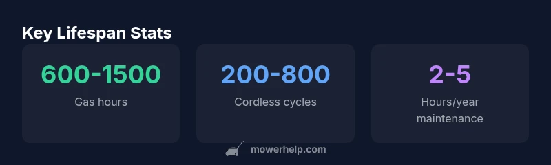 Lifespan statistics for gas and electric lawn mowers with maintenance impact