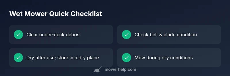 Checklist: safety and maintenance steps for mowing on a wet lawn