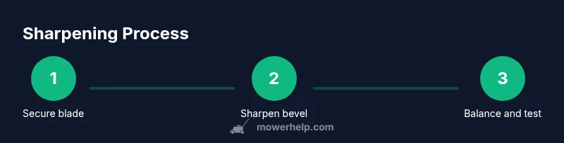 Process diagram for sharpening a lawn mower blade with an angle grinder