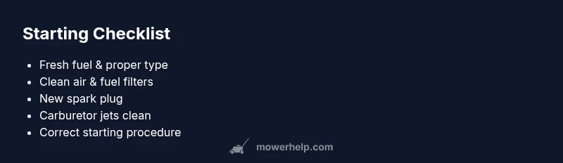 Checklist for starting lawn mower