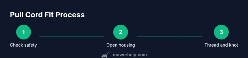Process diagram for fitting a lawn mower pull cord