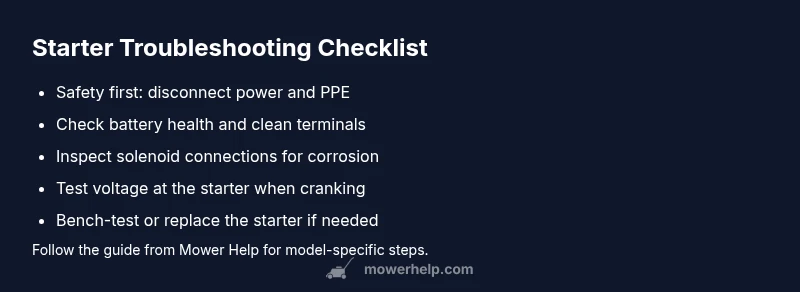 Checklist for diagnosing lawn mower starter issues