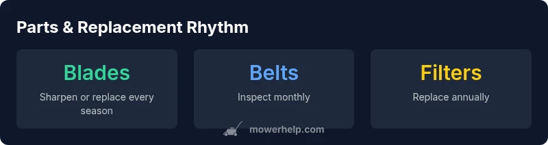Infographic showing Cub Cadet parts and replacement intervals