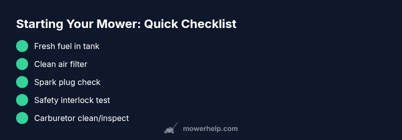 Checklist for starting lawn mower troubleshooting