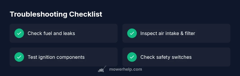 Infographic checklist for diagnosing lawn mower problems