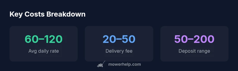 Infographic showing key costs of riding mower rental