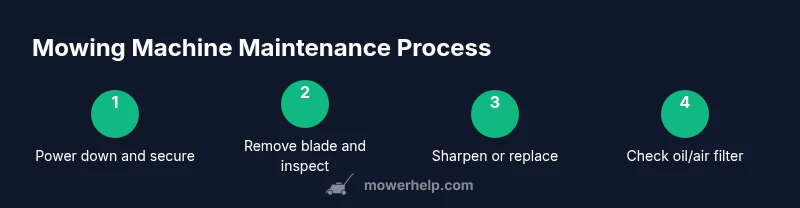 Infographic showing a four-step mower maintenance process