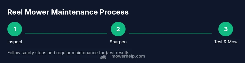 Process diagram showing reel mower maintenance steps