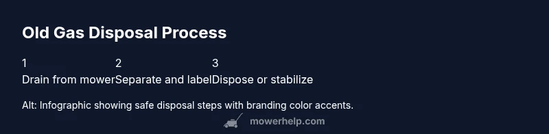Infographic showing steps to dispose old lawn mower gasoline