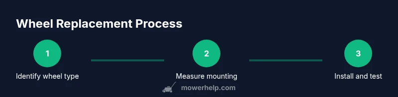 Process diagram for replacing lawn mower wheels with three steps
