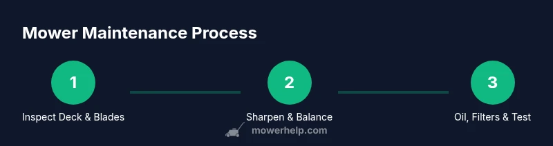 Infographic showing a 3-step mower maintenance process