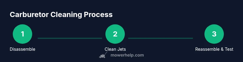 Process diagram showing carburetor cleaning steps
