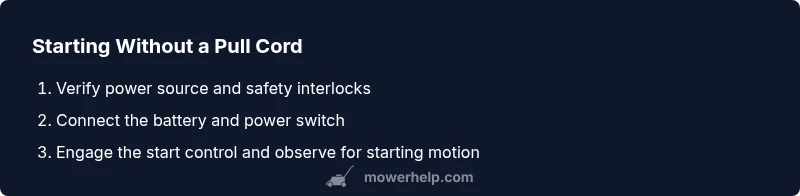 Process diagram showing starting a lawn mower without pull cord
