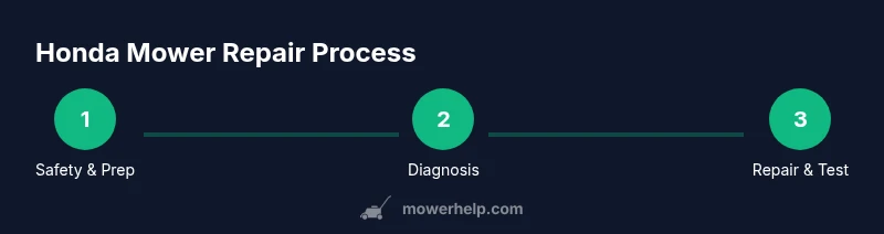 Process diagram showing Honda lawn mower repair steps